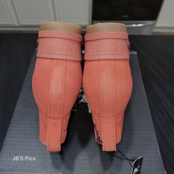 Sorel Evie Pull On Wedge Booties Warp Red Womens Waterproof Rain Boot BRAND NEW - Picture 12 of 16